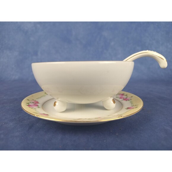 Noritake Hand Painted Soup Set Sauce Bowl Condiment Bowl With Ladle And Saucer - Picture 4 of 10